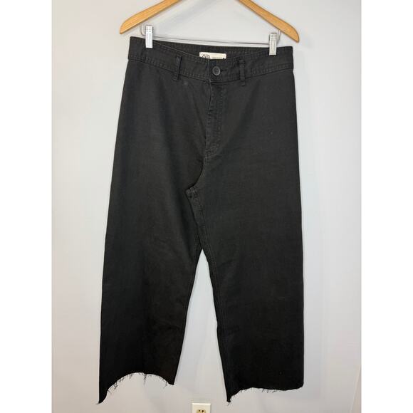 ZARA High Waist Marine Straight Jeans High Rise Stretch Women's 12 - Picture 2 of 9